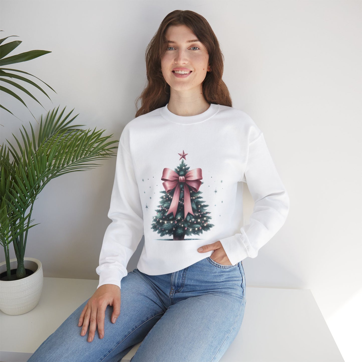 Christmas Tree Bow Shirt, Christmas Sweatshirt for Women, Christmas Tree Tshirt, Christmas Coquette Christmas Shirt