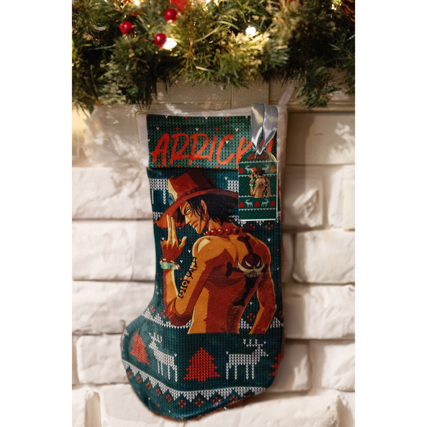 Custom Christmas Stocking w/ Matching Gift tag